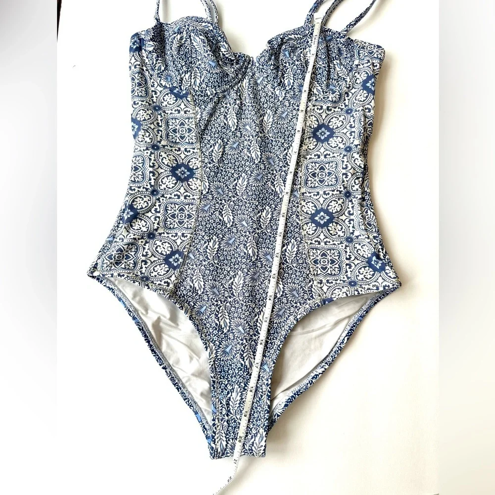 Ondademar Cassia One Piece blue white Geometric print size Small